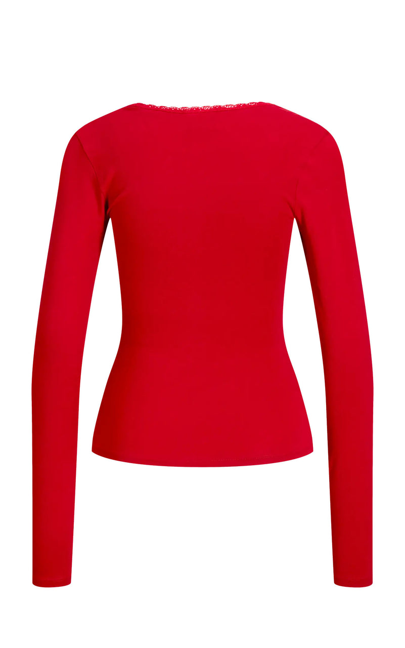 Isabella Gigi Lace Long Sleeve Top in Scarlet Sage