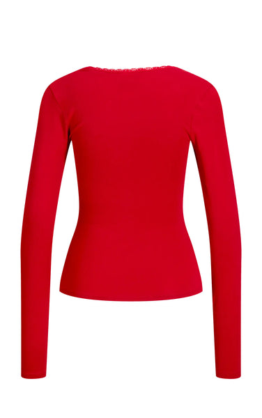 Isabella Gigi Lace Long Sleeve Top in Scarlet Sage