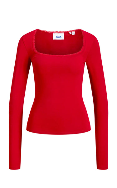 Isabella Gigi Lace Long Sleeve Top in Scarlet Sage