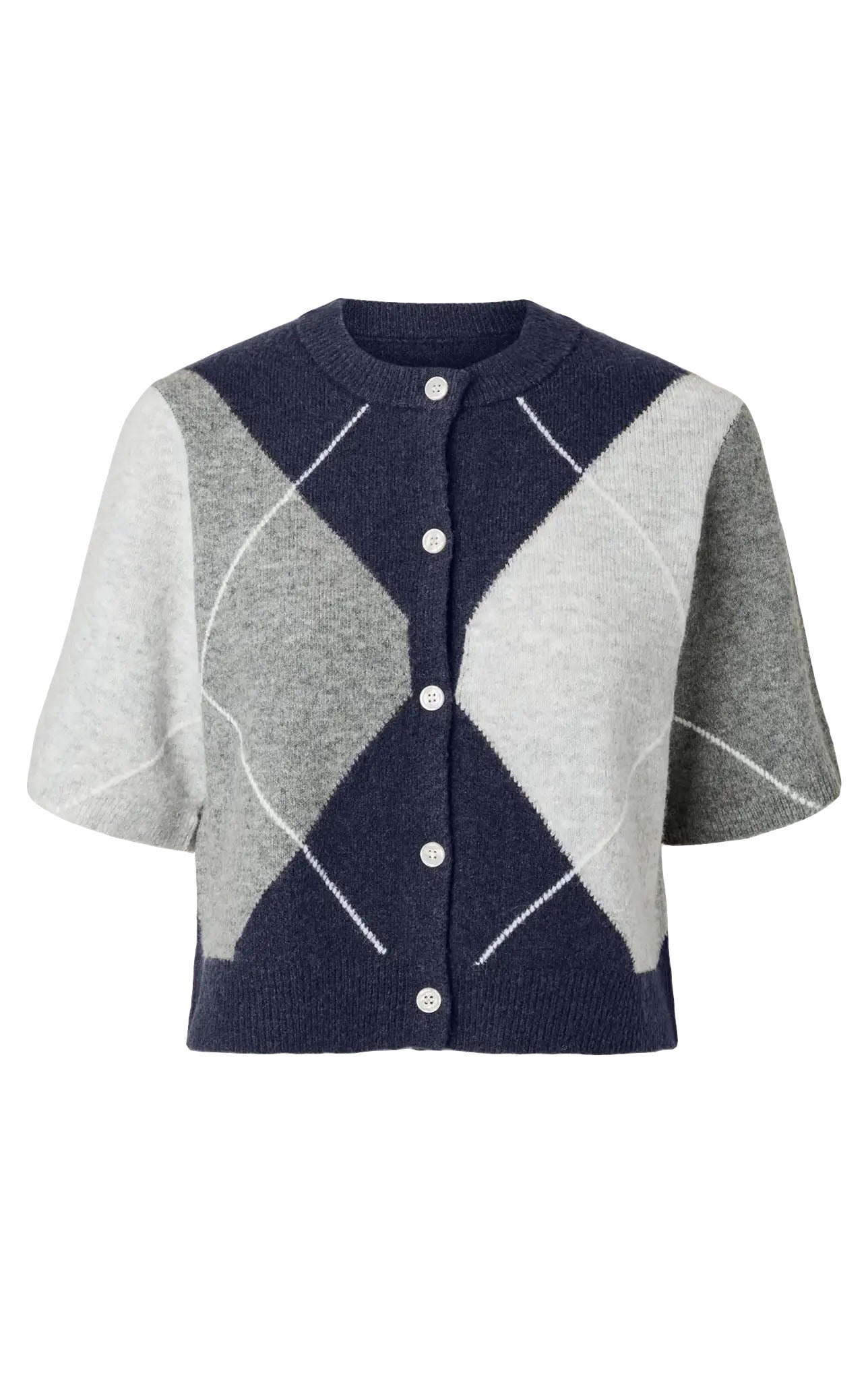 Sally Short Sleeve Cardigan in Maritime Blue/Birch/Cashmere Blue