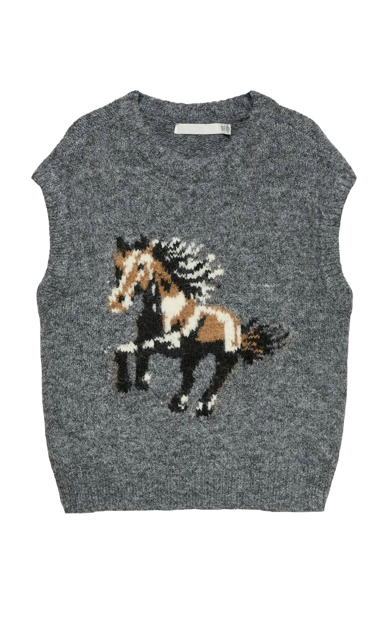 Arianna Vest in Dark Grey Melange with Horse