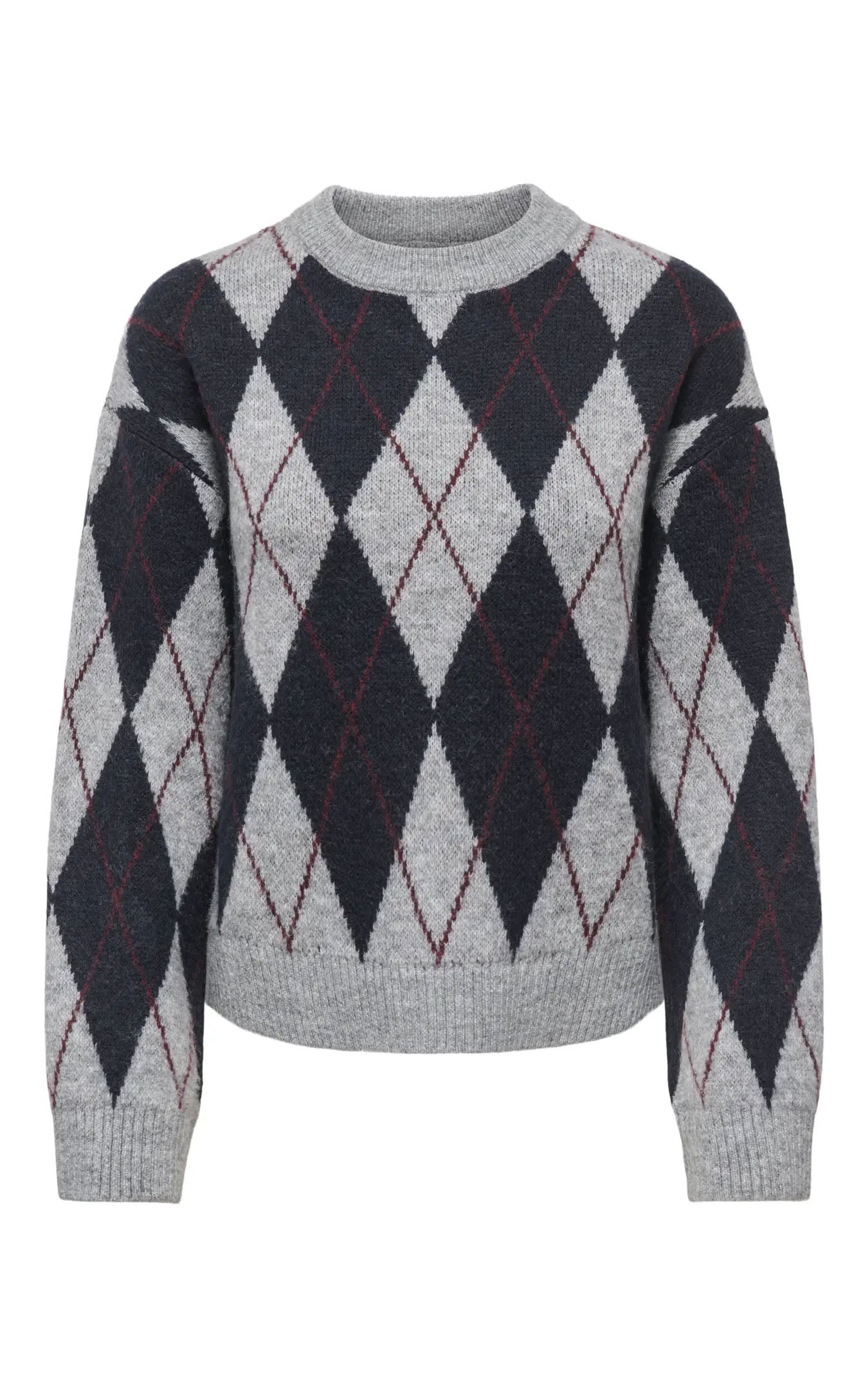 Bianka Argyle Sweater in Medium Grey Melange with Night Sky