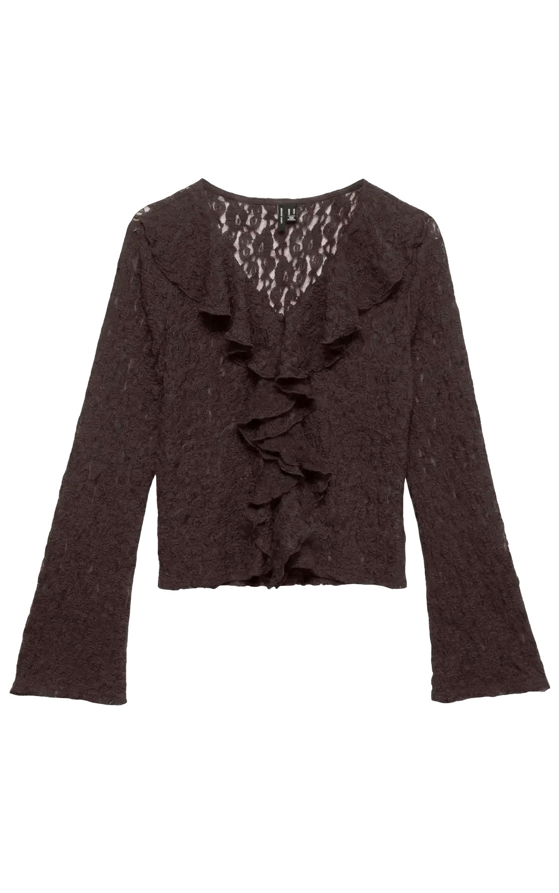 Flora Frill Long Sleeve Top in Chocolate Torte