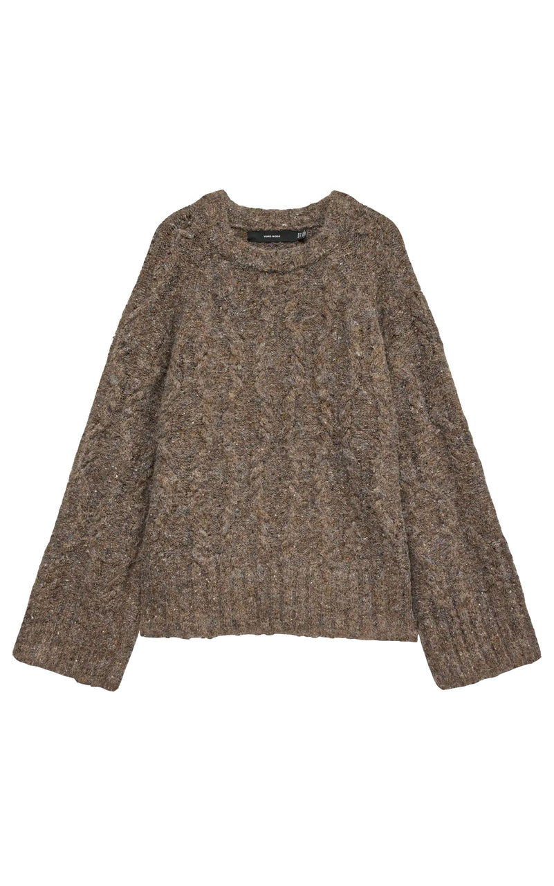 Ingrid Cable Sweater in Cocoa Brown