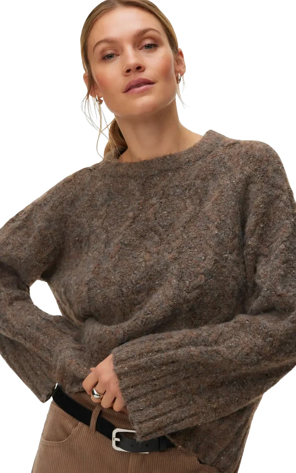 Ingrid Cable Sweater in Cocoa Brown
