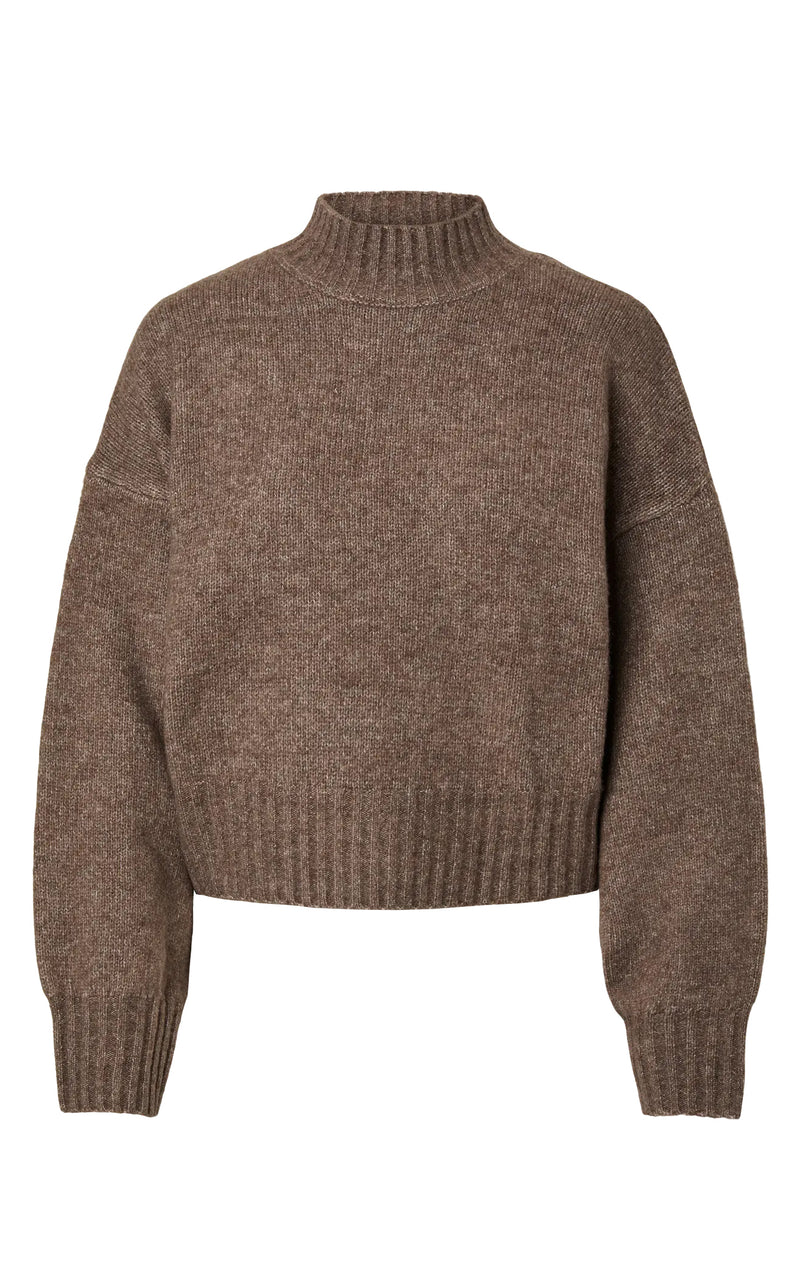 Aico High Neck Sweater in Coffee Quartz