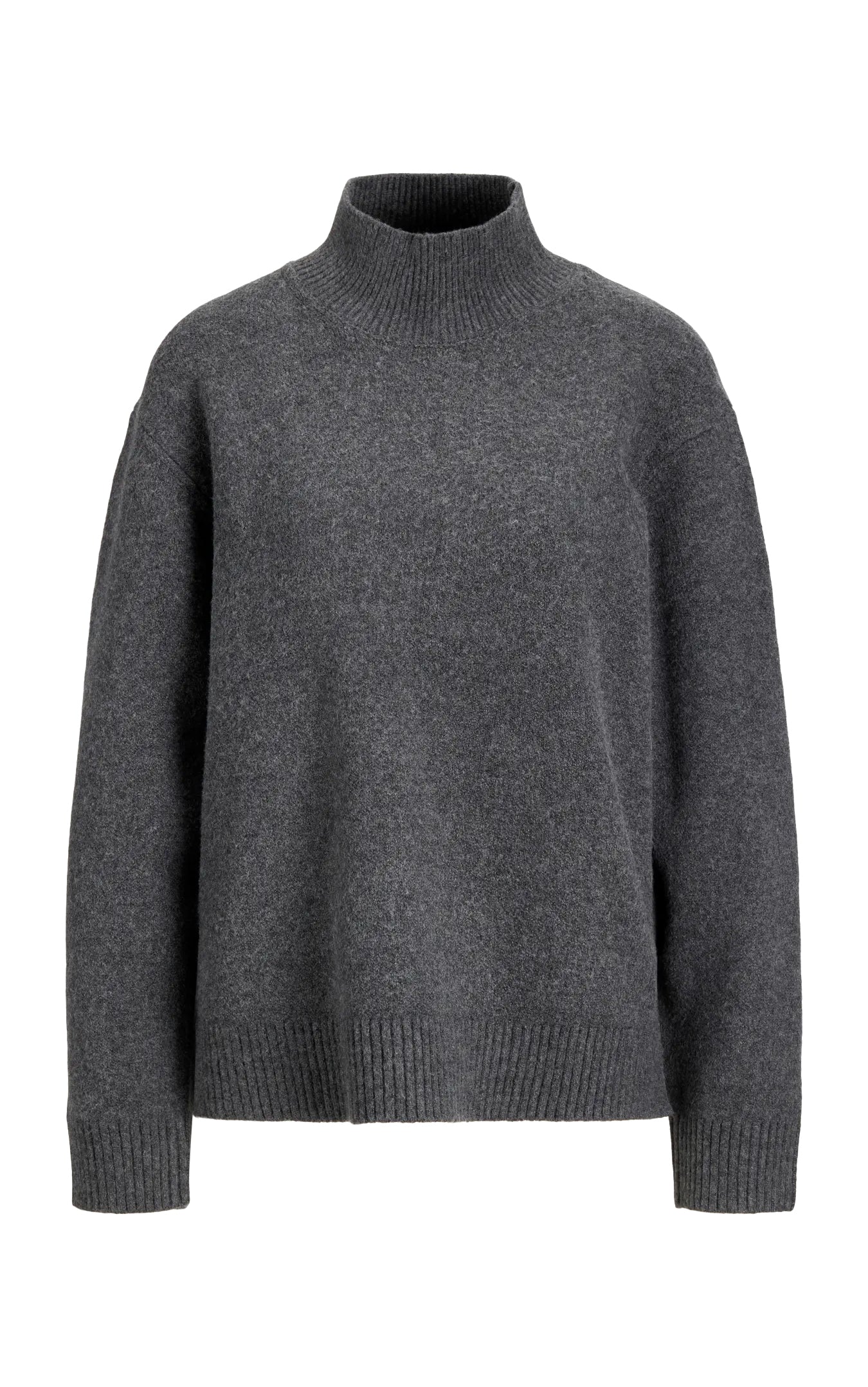 Charlie High Neck Sweater in Dark Grey Melange