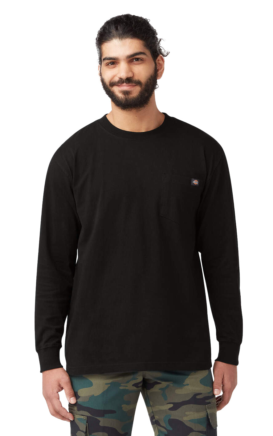 Long Sleeve Heavyweight Pocket Tee in Black