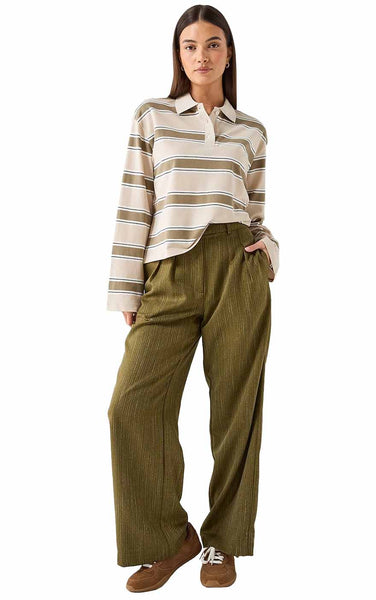 Lianna Long Sleeve Polo in Oatmeal Mira