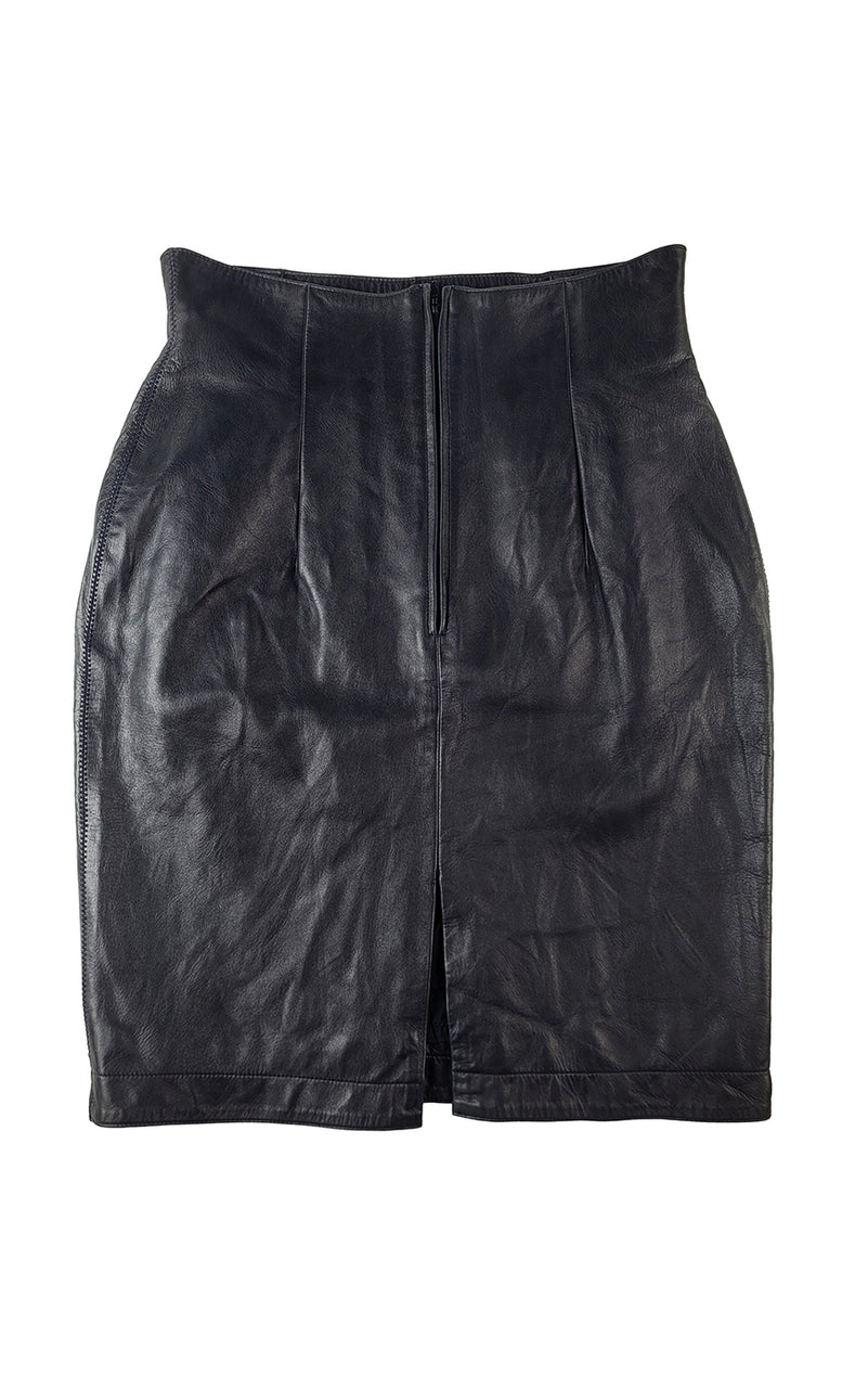 CLAUDE MONTANA Leather Skirt