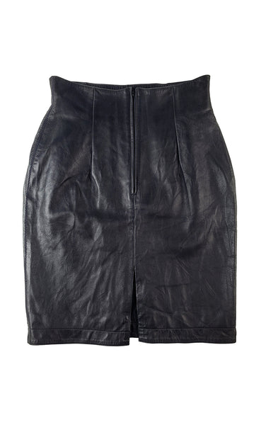 CLAUDE MONTANA Leather Skirt