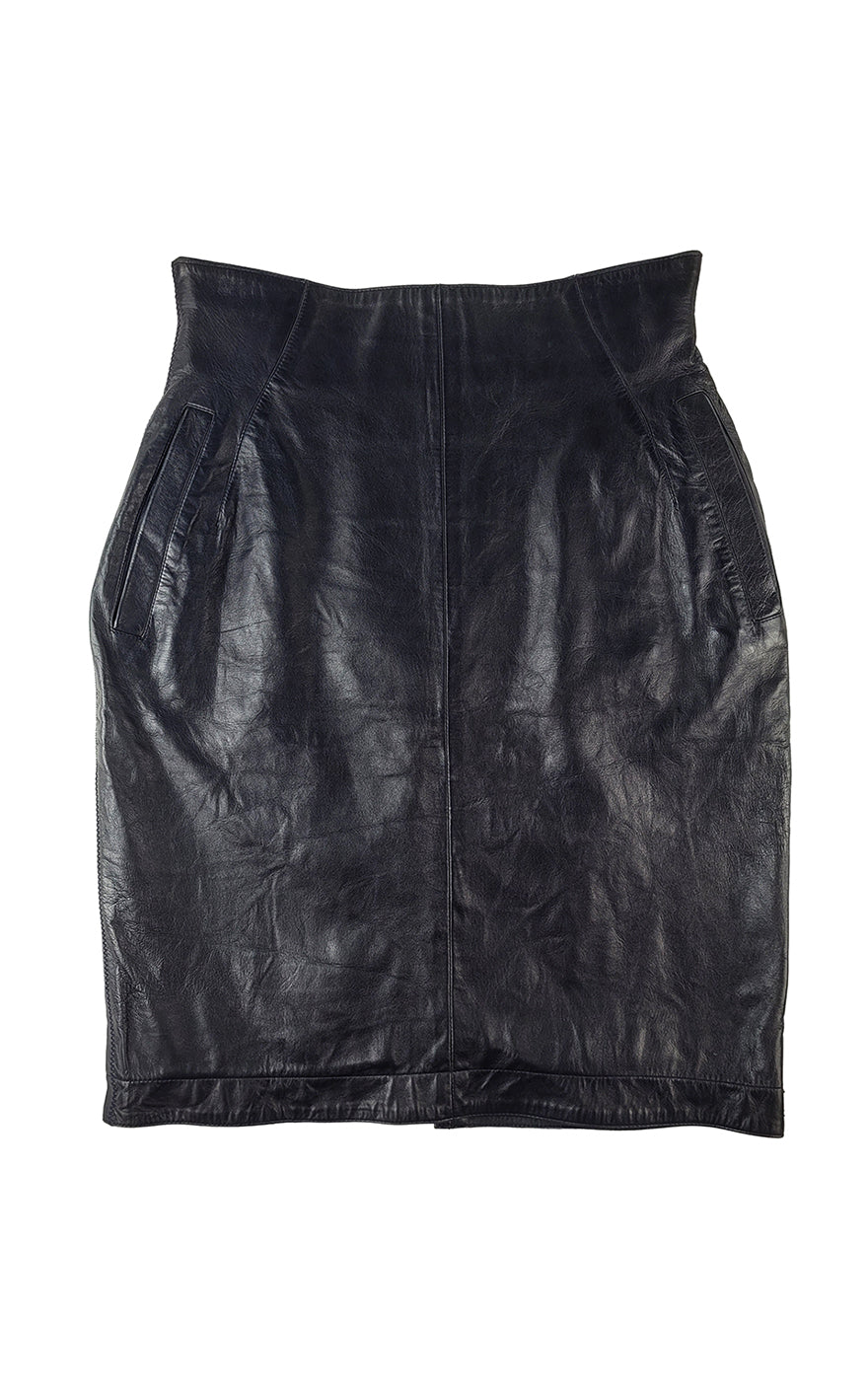CLAUDE MONTANA Leather Skirt