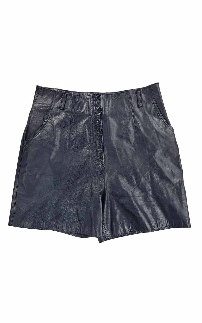 Pleated Leather Shorts