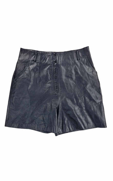Pleated Leather Shorts