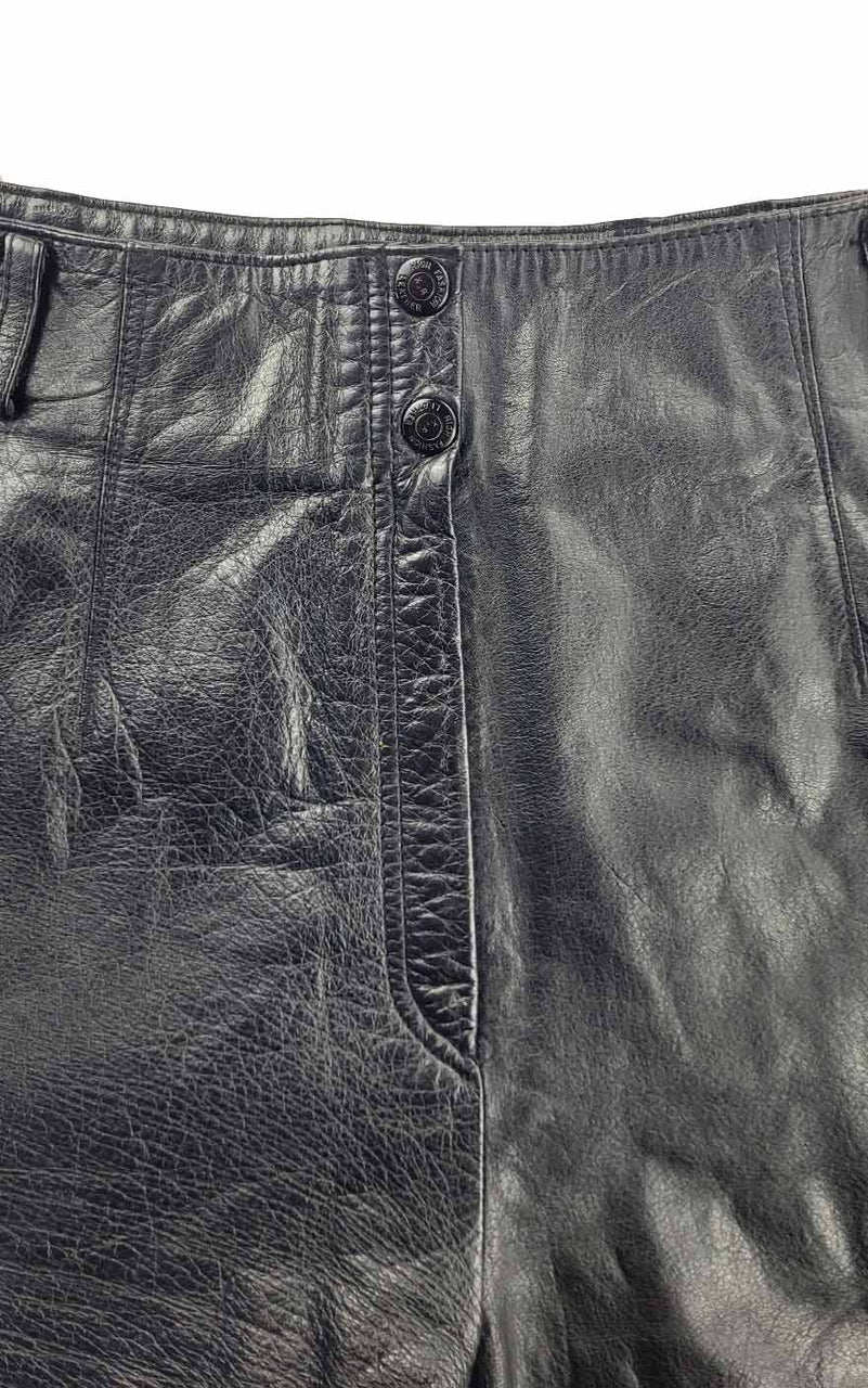 Pleated Leather Shorts