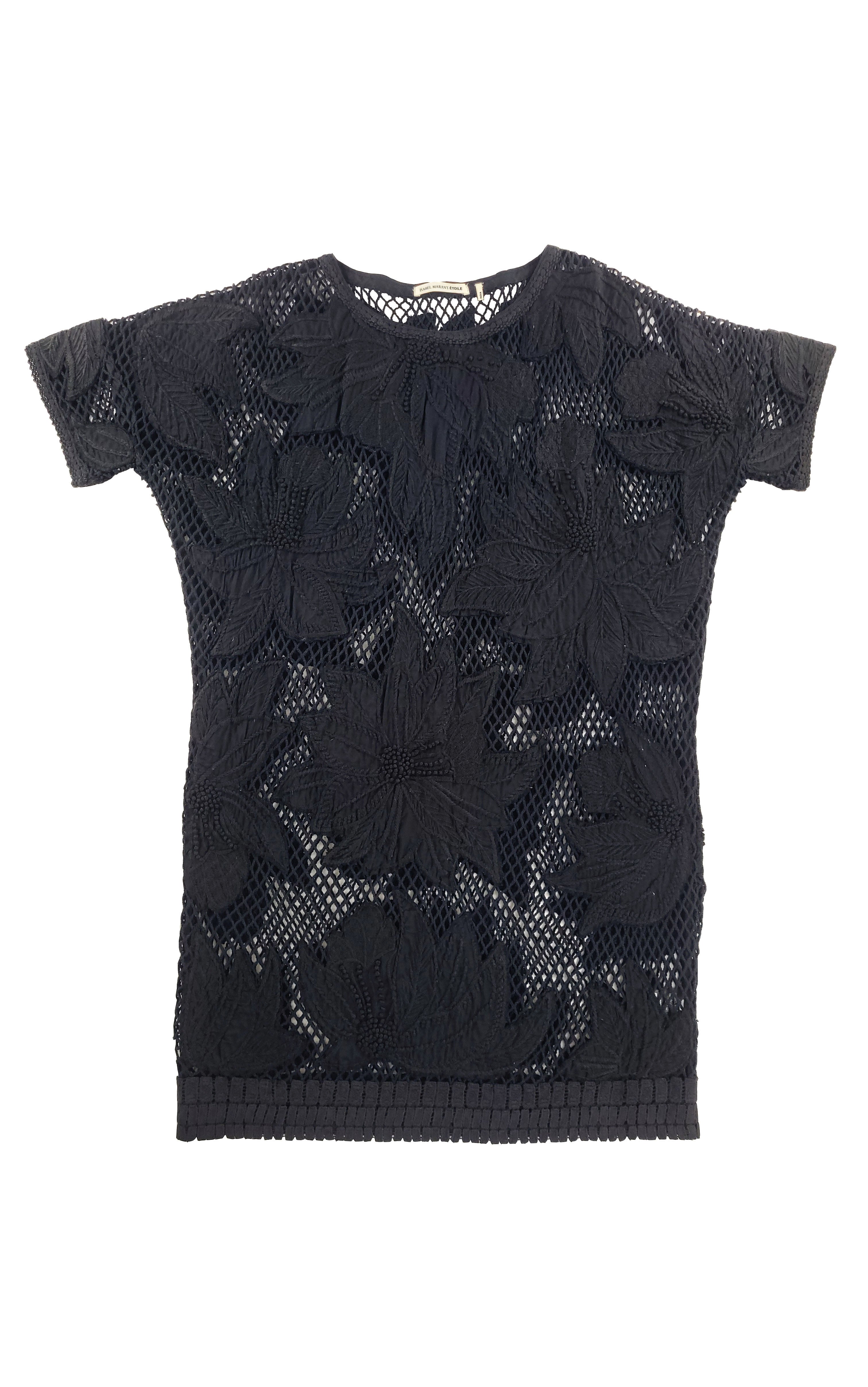 Open Knit Floral Tunic Dress