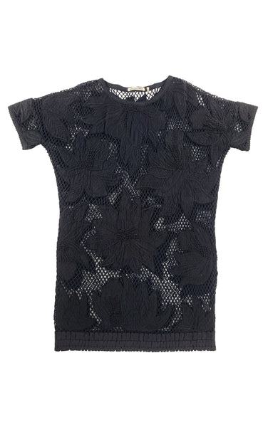 Open Knit Floral Tunic Dress