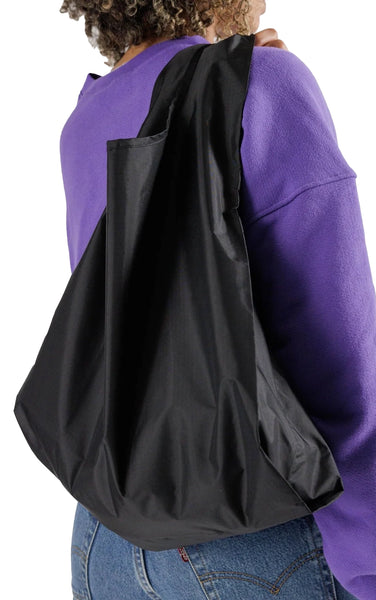 Medium Nylon Crescent Bag in Black