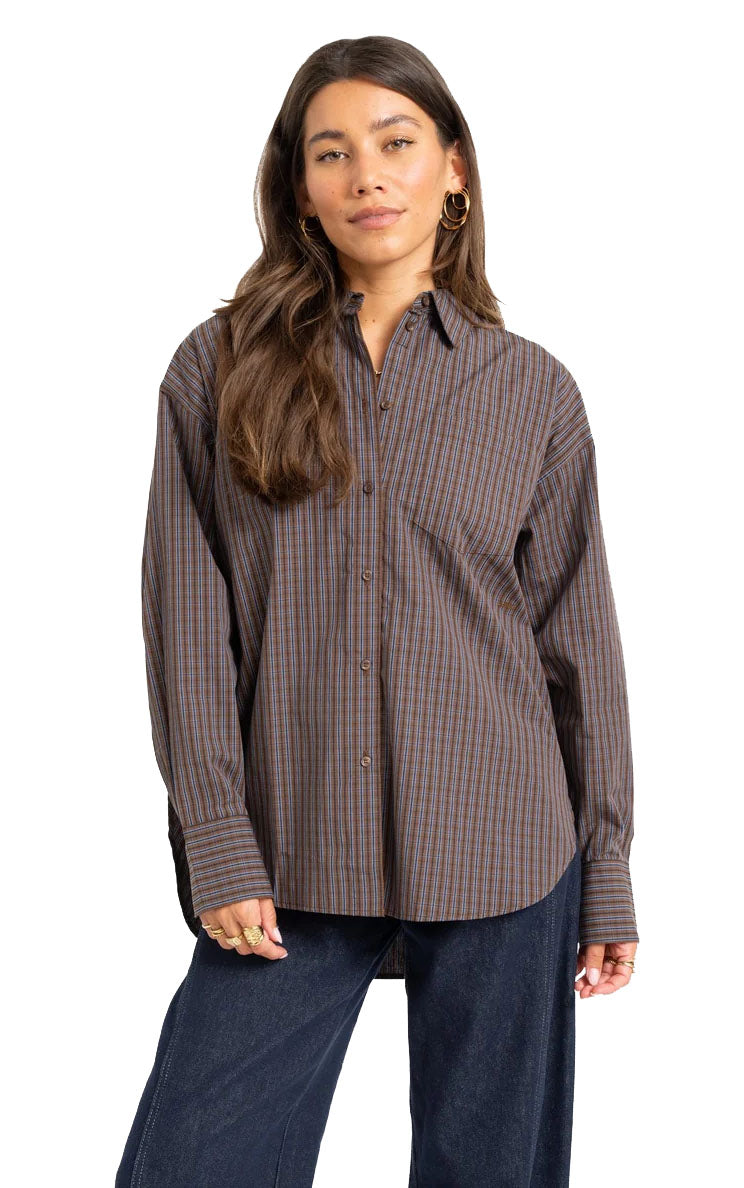 Jamie Relax Poplin Shirt in Carafe Wild Wind & Night Sky Check