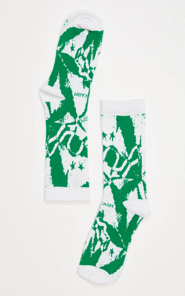 Sleepy Hollow Crew Socks in White/Green