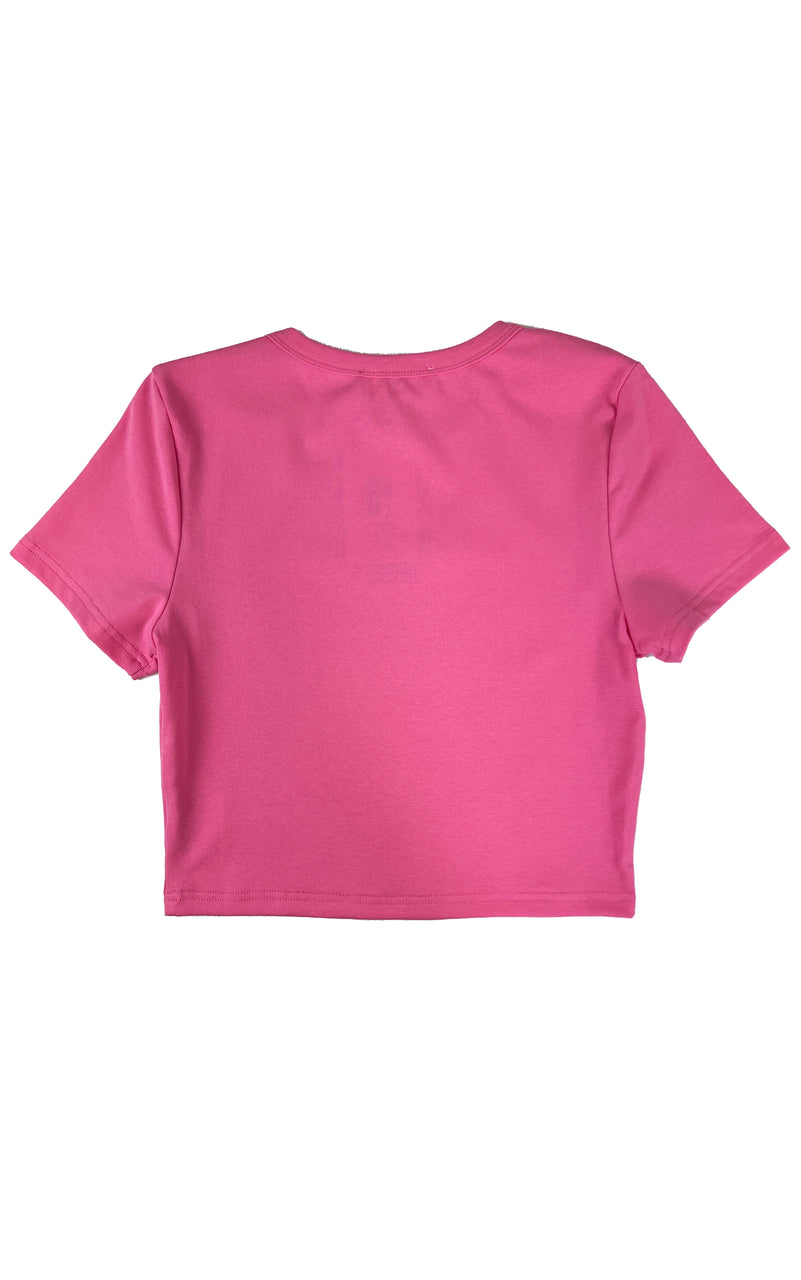 Butterfly Short Sleeve Crop Tee in Pink